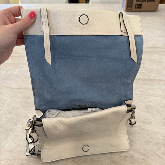 Prada Glace Studded Calfskin Leather Purse Etiquette Flap Foldover Handbag New - Picture 8 of 16